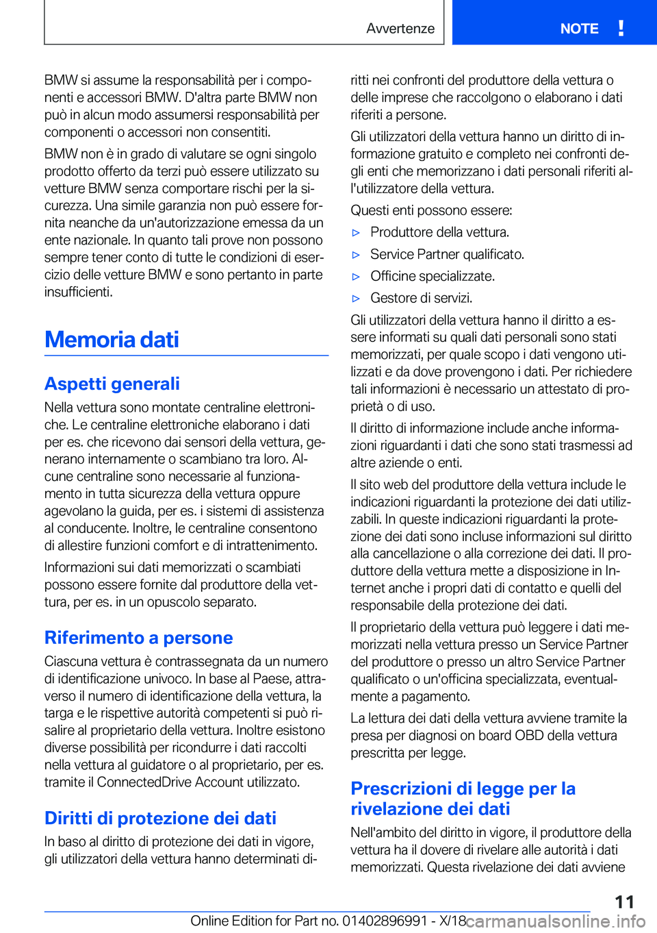 BMW Z4 2019  Libretti Di Uso E manutenzione (in Italian) �B�M�W��s�i��a�s�s�u�m�e��l�a��r�e�s�p�o�n�s�a�b�i�l�i�t�