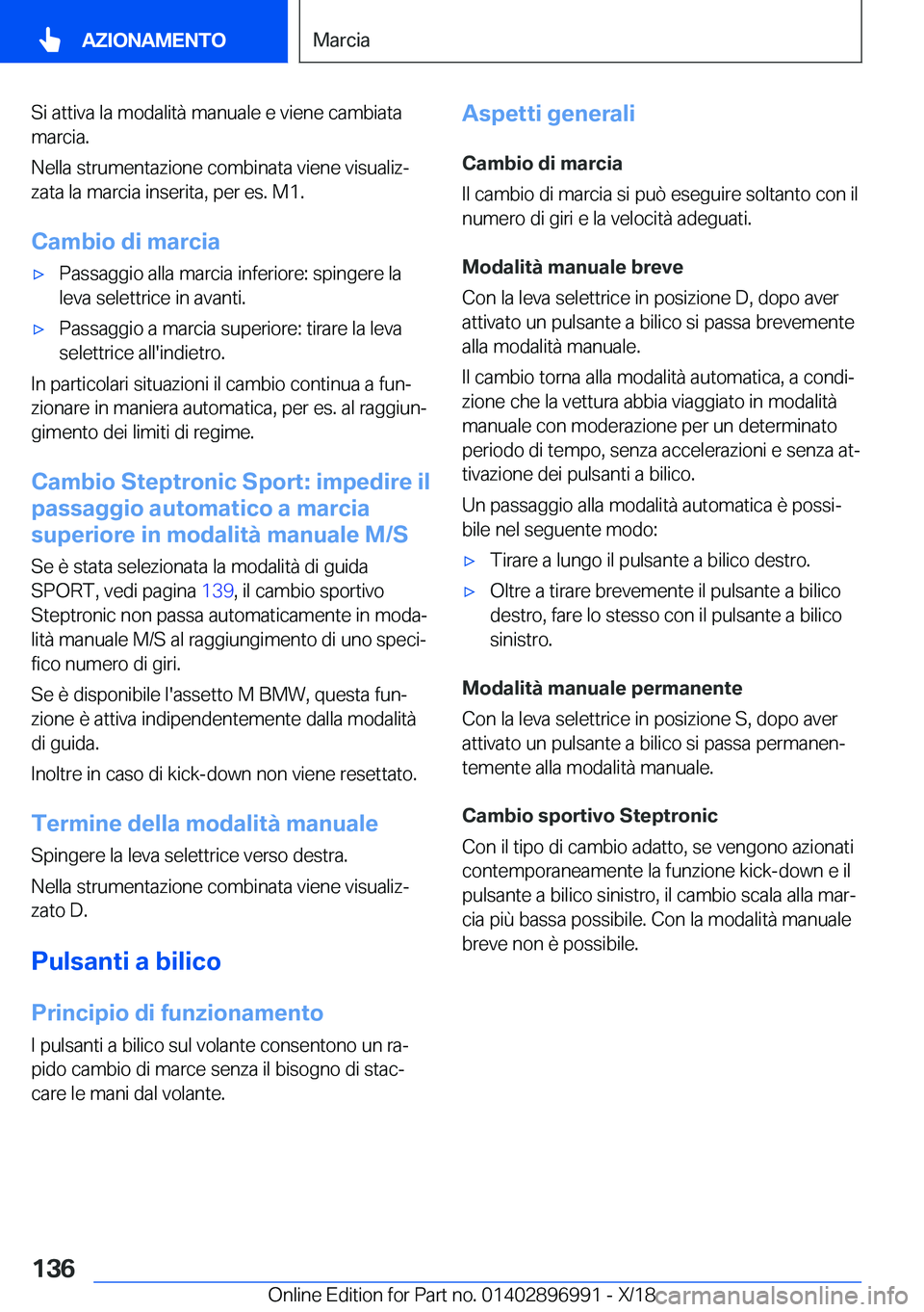 BMW Z4 2019  Libretti Di Uso E manutenzione (in Italian) �S�i��a�t�t�i�v�a��l�a��m�o�d�a�l�i�t�