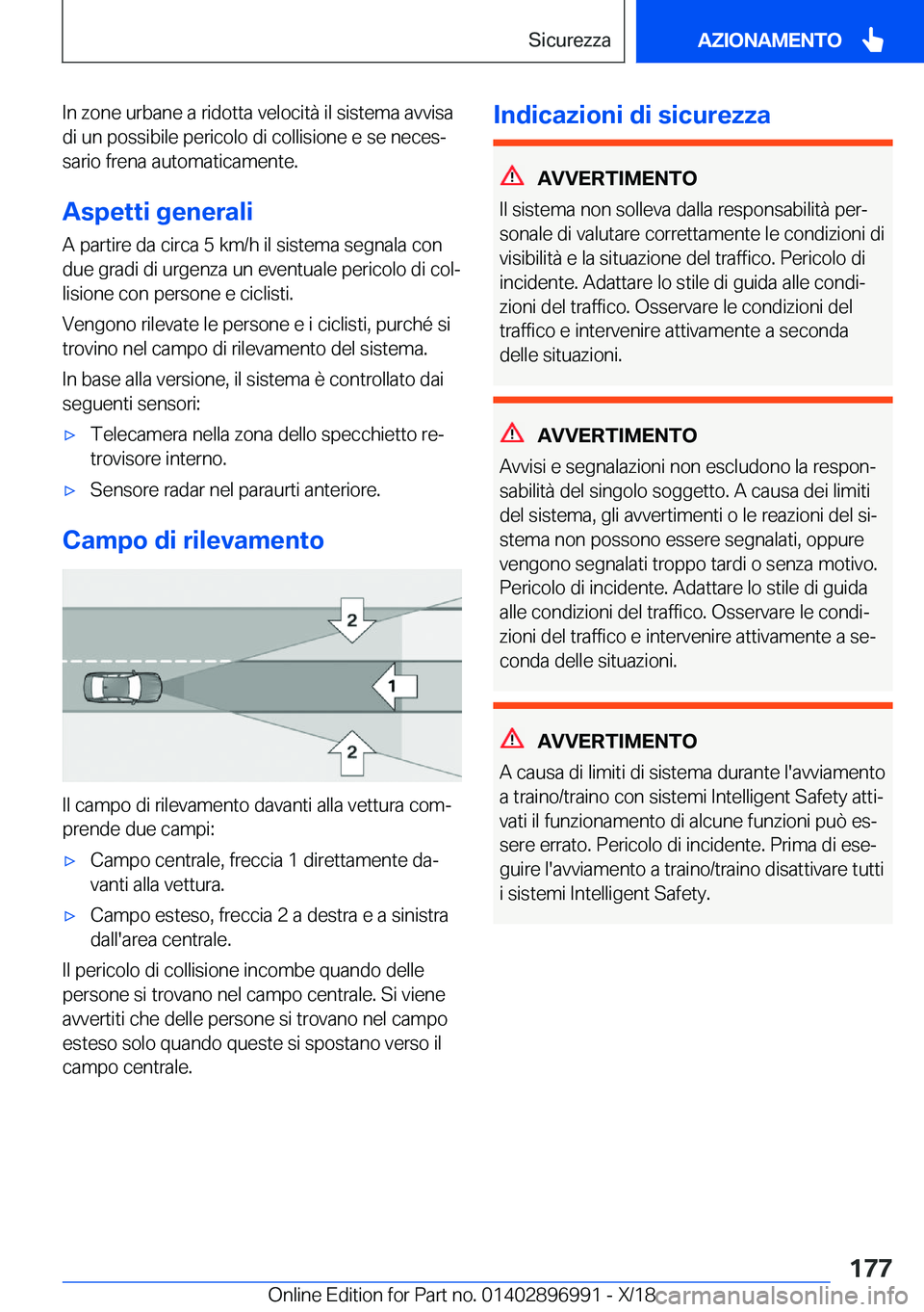 BMW Z4 2019  Libretti Di Uso E manutenzione (in Italian) �I�n��z�o�n�e��u�r�b�a�n�e��a��r�i�d�o�t�t�a��v�e�l�o�c�i�t�