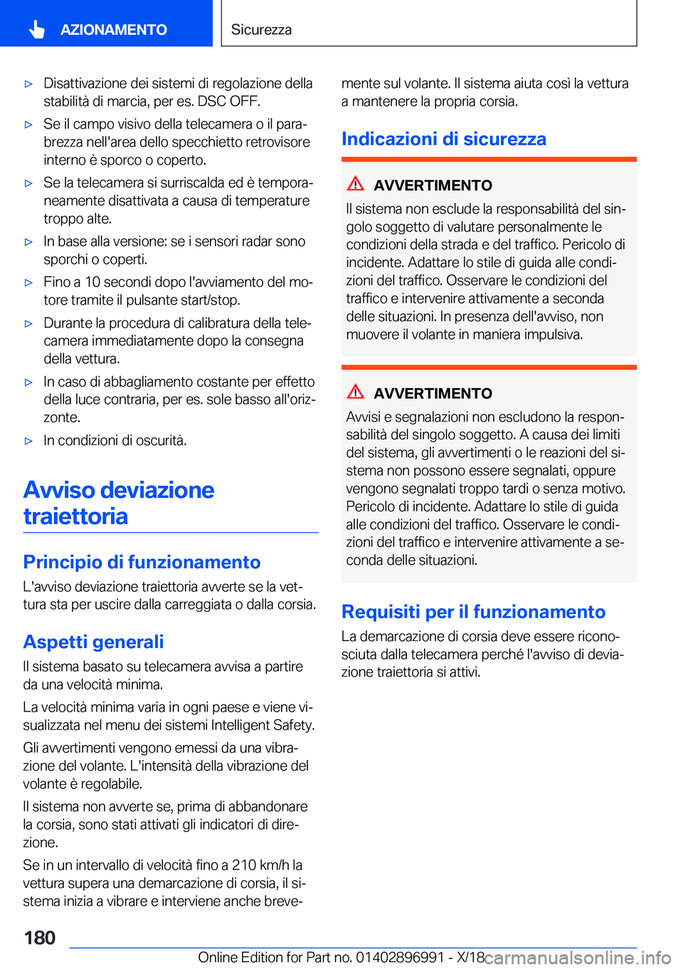 BMW Z4 2019  Libretti Di Uso E manutenzione (in Italian) 'x�D�i�s�a�t�t�i�v�a�z�i�o�n�e��d�e�i��s�i�s�t�e�m�i��d�i��r�e�g�o�l�a�z�i�o�n�e��d�e�l�l�a�s�t�a�b�i�l�i�t�