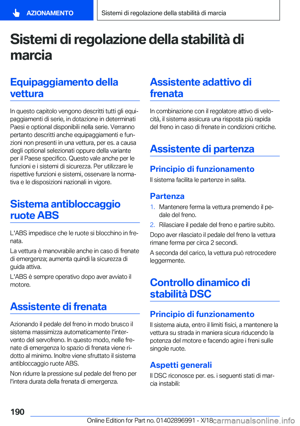 BMW Z4 2019  Libretti Di Uso E manutenzione (in Italian) �S�i�s�t�e�m�i��d�i��r�e�g�o�l�a�z�i�o�n�e��d�e�l�l�a��s�t�a�b�i�l�i�t�