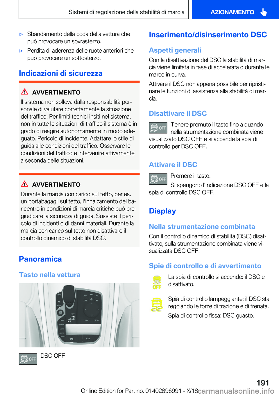 BMW Z4 2019  Libretti Di Uso E manutenzione (in Italian) 'x�S�b�a�n�d�a�m�e�n�t�o��d�e�l�l�a��c�o�d�a��d�e�l�l�a��v�e�t�t�u�r�a��c�h�e
�p�u�