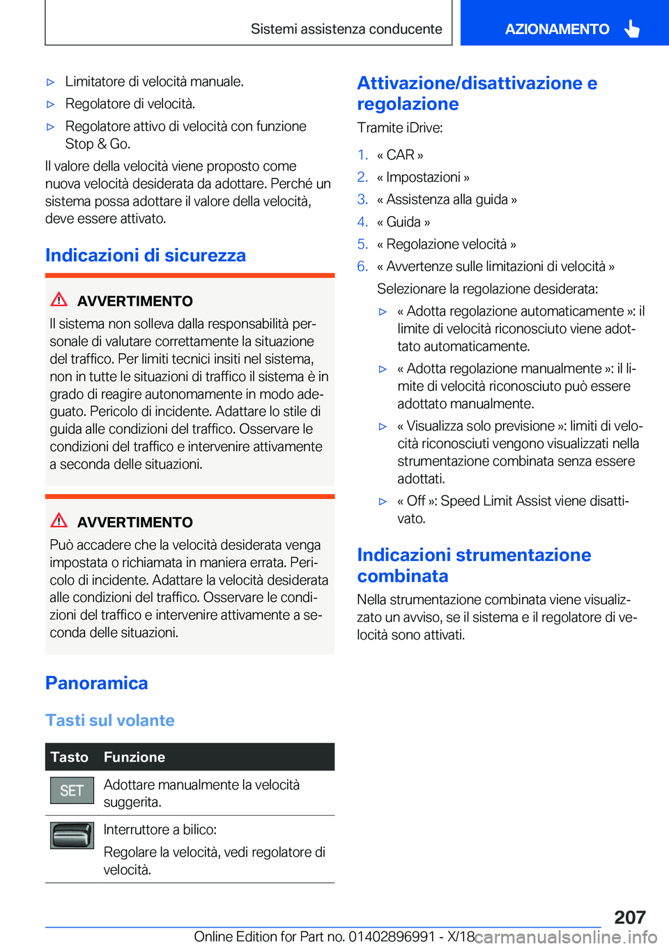 BMW Z4 2019  Libretti Di Uso E manutenzione (in Italian) 'x�L�i�m�i�t�a�t�o�r�e��d�i��v�e�l�o�c�i�t�