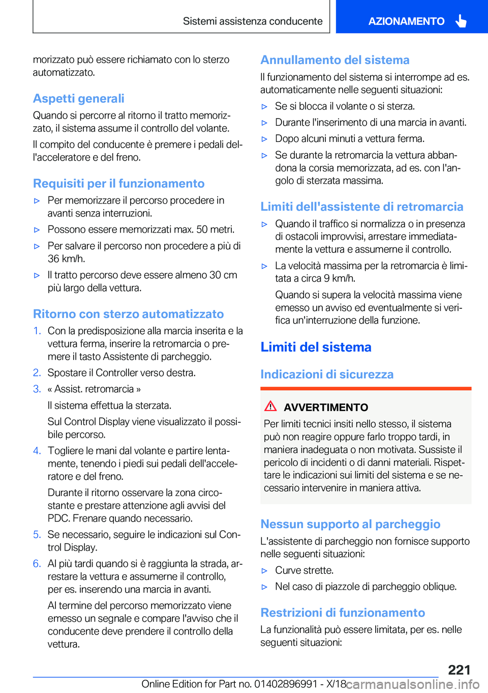 BMW Z4 2019  Libretti Di Uso E manutenzione (in Italian) �m�o�r�i�z�z�a�t�o��p�u�