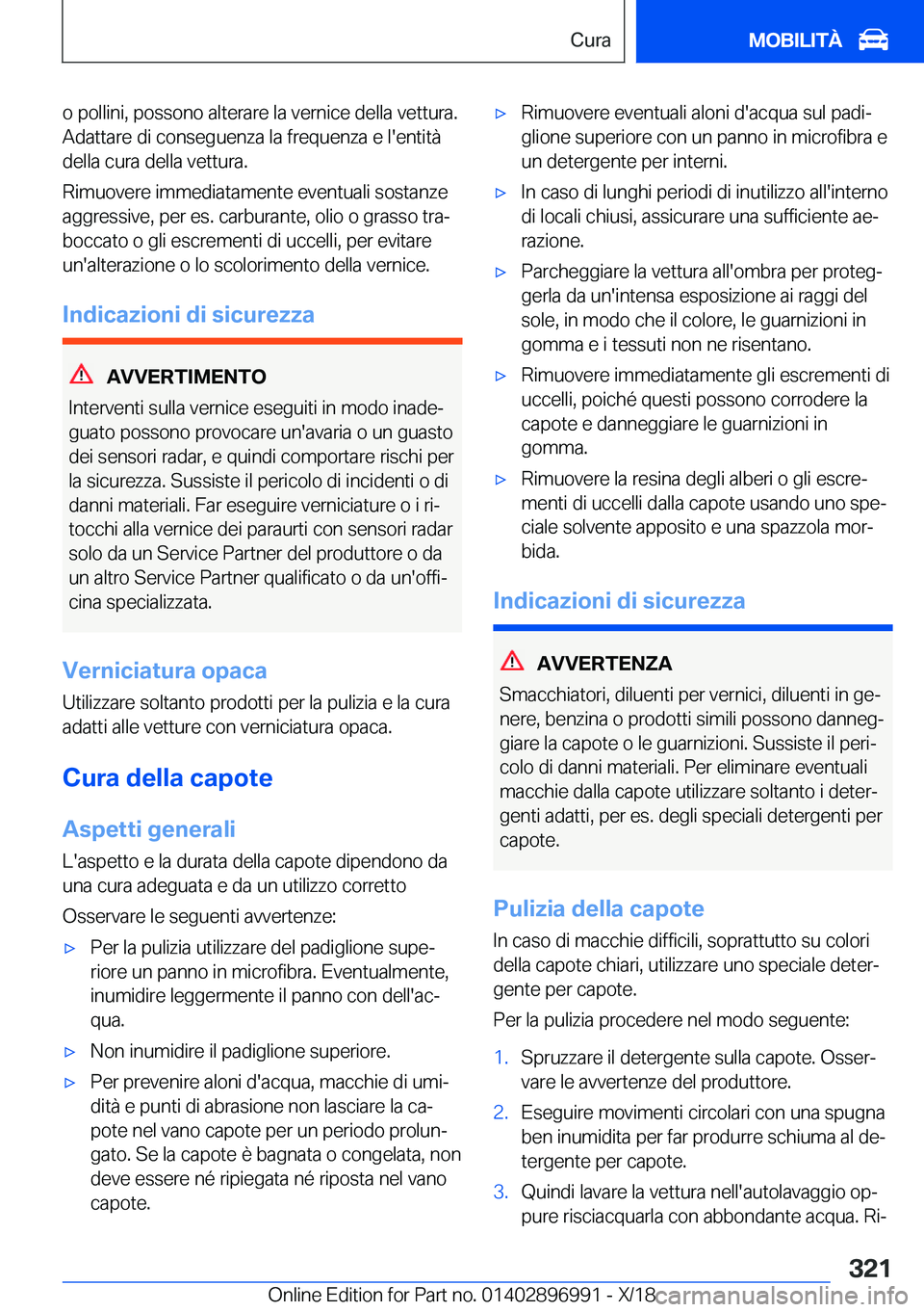 BMW Z4 2019  Libretti Di Uso E manutenzione (in Italian) �o��p�o�l�l�i�n�i�,��p�o�s�s�o�n�o��a�l�t�e�r�a�r�e��l�a��v�e�r�n�i�c�e��d�e�l�l�a��v�e�t�t�u�r�a�.�A�d�a�t�t�a�r�e��d�i��c�o�n�s�e�g�u�e�n�z�a��l�a��f�r�e�q�u�e�n�z�a��e��l�'�e�n�t�i