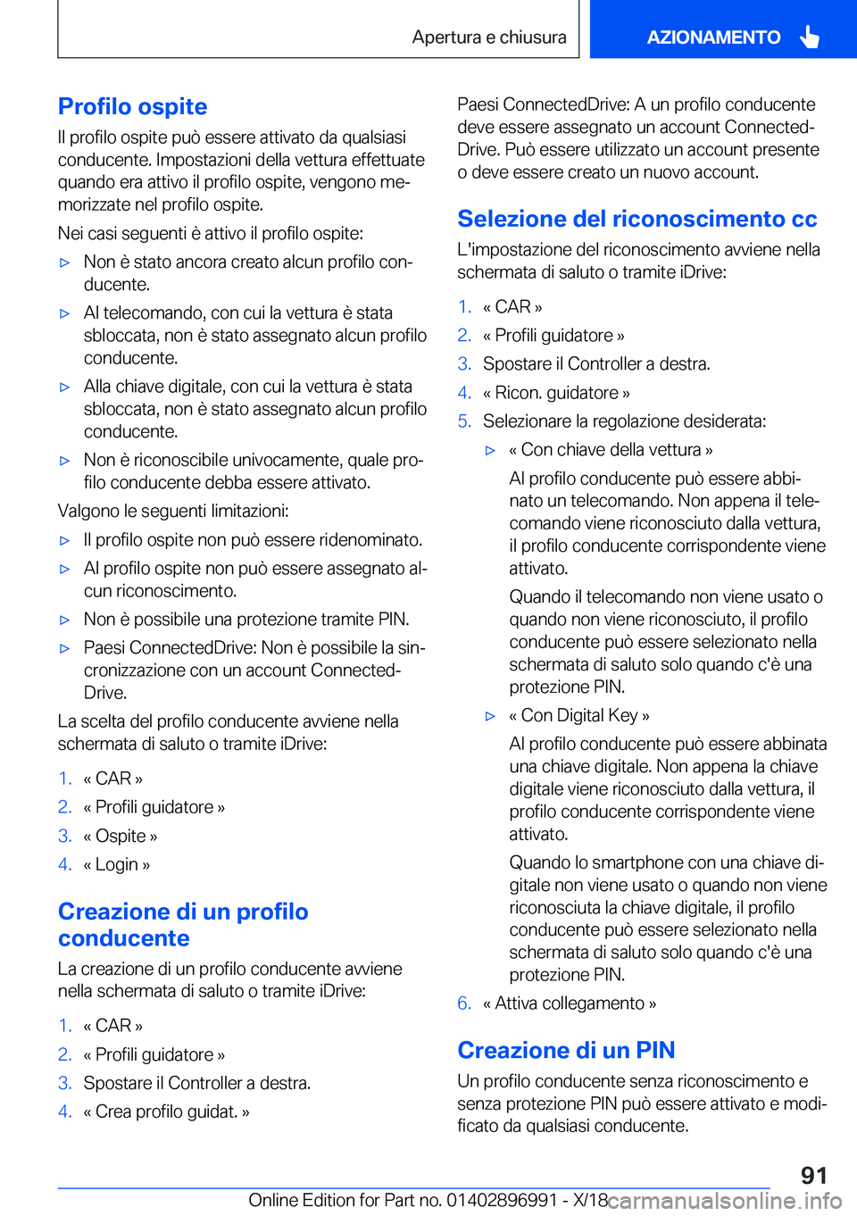 BMW Z4 2019  Libretti Di Uso E manutenzione (in Italian) �P�r�o�f�i�l�o��o�s�p�i�t�e�I�l��p�r�o�f�i�l�o��o�s�p�i�t�e��p�u�