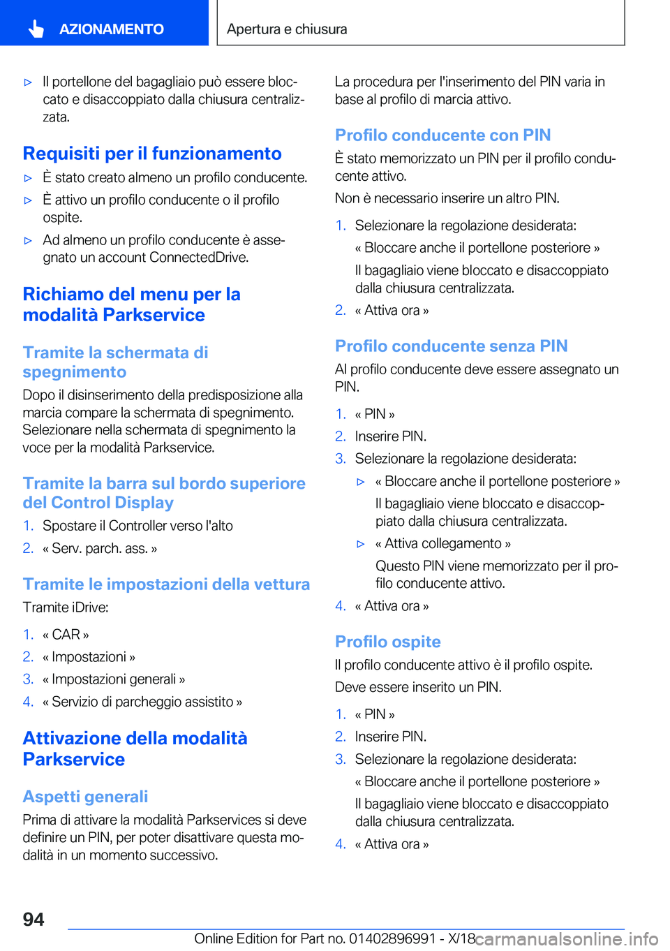 BMW Z4 2019  Libretti Di Uso E manutenzione (in Italian) 'x�I�l��p�o�r�t�e�l�l�o�n�e��d�e�l��b�a�g�a�g�l�i�a�i�o��p�u�