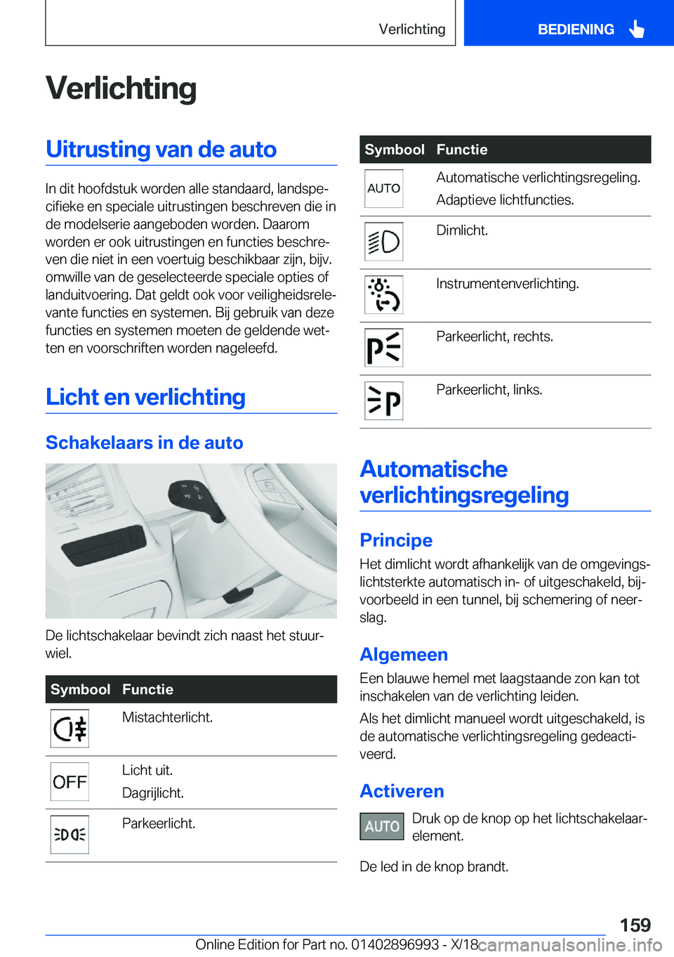 BMW Z4 2019  Instructieboekjes (in Dutch) �V�e�r�l�i�c�h�t�i�n�g�U�i�t�r�u�s�t�i�n�g��v�a�n��d�e��a�u�t�o
�I�n��d�i�t��h�o�o�f�d�s�t�u�k��w�o�r�d�e�n��a�l�l�e��s�t�a�n�d�a�a�r�d�,��l�a�n�d�s�p�ej�c�i�f�i�e�k�e��e�n��s�p�e�c�i�a�l�