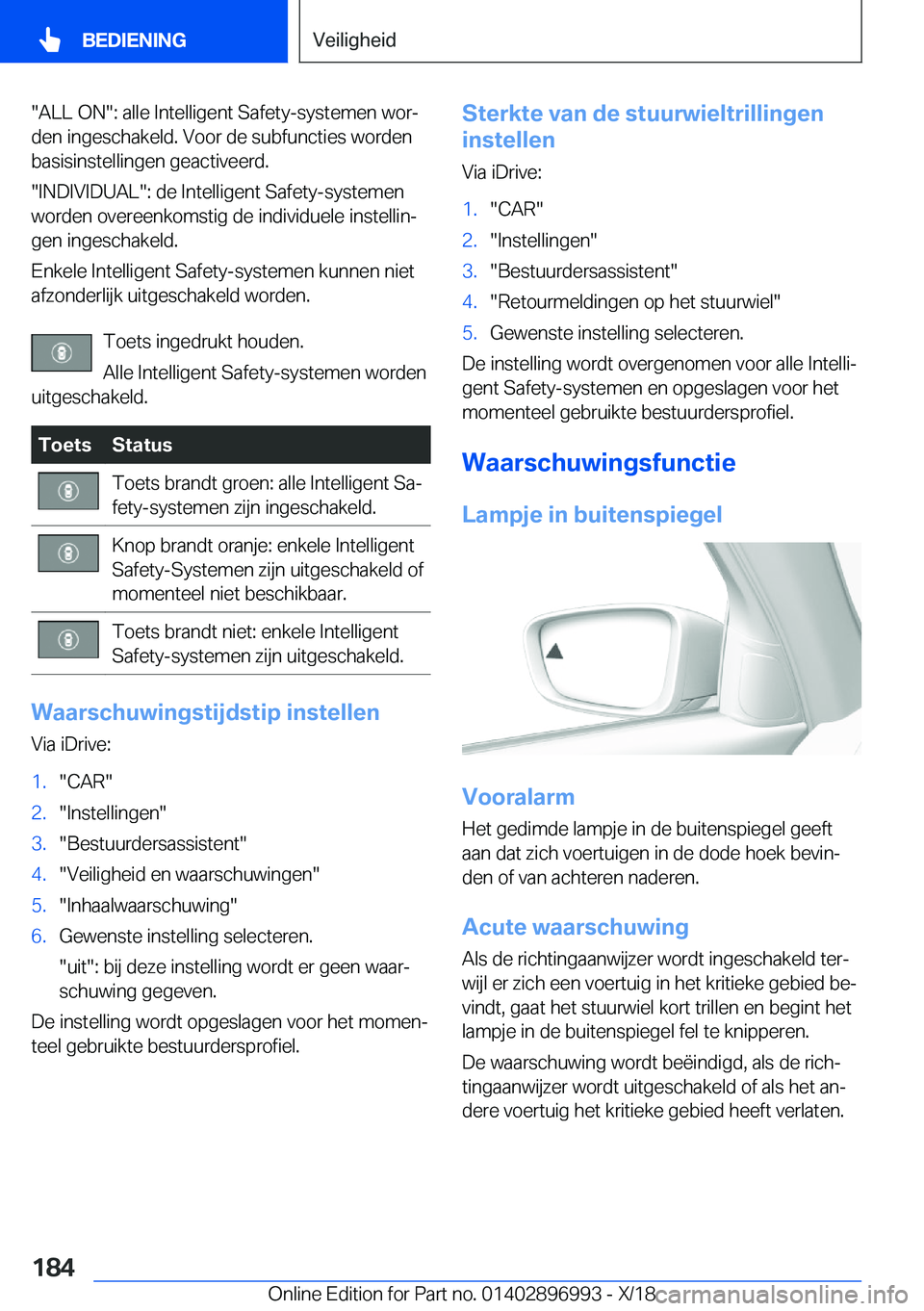 BMW Z4 2019  Instructieboekjes (in Dutch) ��A�L�L��O�N��:��a�l�l�e��I�n�t�e�l�l�i�g�e�n�t��S�a�f�e�t�y�-�s�y�s�t�e�m�e�n��w�o�rj�d�e�n��i�n�g�e�s�c�h�a�k�e�l�d�.��V�o�o�r��d�e��s�u�b�f�u�n�c�t�i�e�s��w�o�r�d�e�n�b�a�s�i�s�i�n�s�t