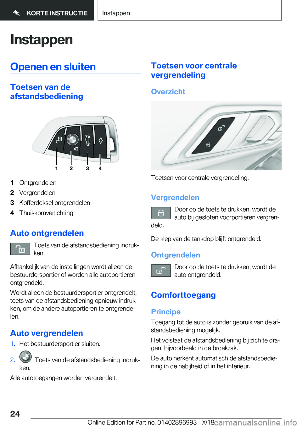 BMW Z4 2019  Instructieboekjes (in Dutch) �I�n�s�t�a�p�p�e�n�O�p�e�n�e�n��e�n��s�l�u�i�t�e�n
�T�o�e�t�s�e�n��v�a�n��d�e
�a�f�s�t�a�n�d�s�b�e�d�i�e�n�i�n�g
�1�O�n�t�g�r�e�n�d�e�l�e�n�2�V�e�r�g�r�e�n�d�e�l�e�n�3�K�o�f�f�e�r�d�e�k�s�e�l��o�