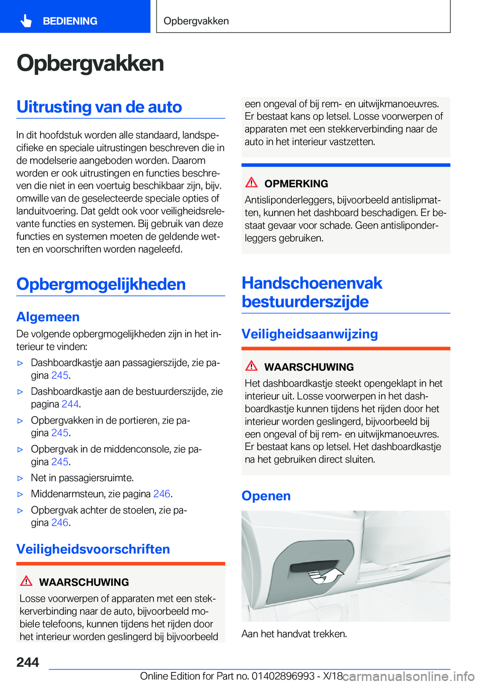 BMW Z4 2019  Instructieboekjes (in Dutch) �O�p�b�e�r�g�v�a�k�k�e�n�U�i�t�r�u�s�t�i�n�g��v�a�n��d�e��a�u�t�o
�I�n��d�i�t��h�o�o�f�d�s�t�u�k��w�o�r�d�e�n��a�l�l�e��s�t�a�n�d�a�a�r�d�,��l�a�n�d�s�p�ej�c�i�f�i�e�k�e��e�n��s�p�e�c�i�a�