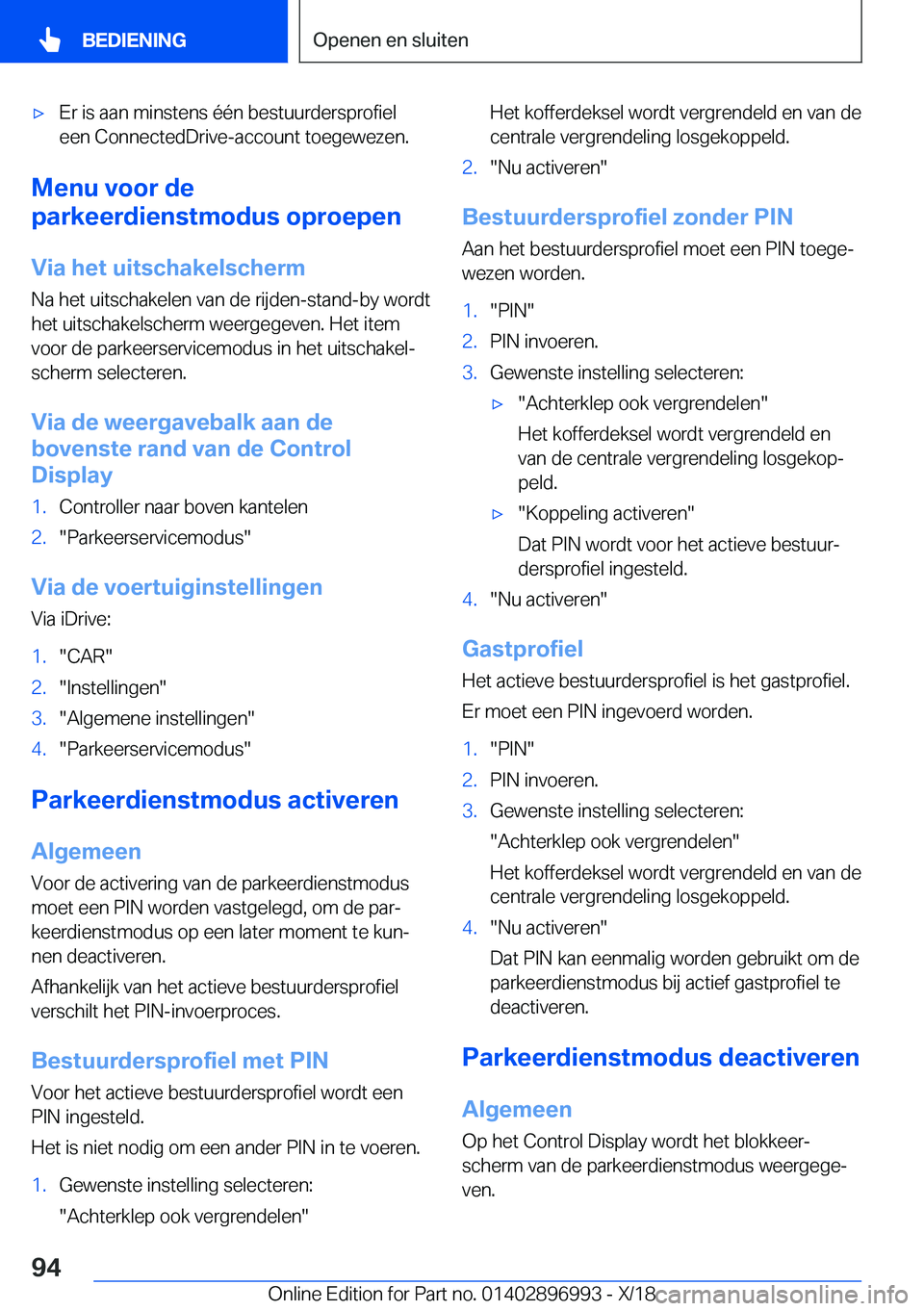BMW Z4 2019  Instructieboekjes (in Dutch) 'x�E�r��i�s��a�a�n��m�i�n�s�t�e�n�s��