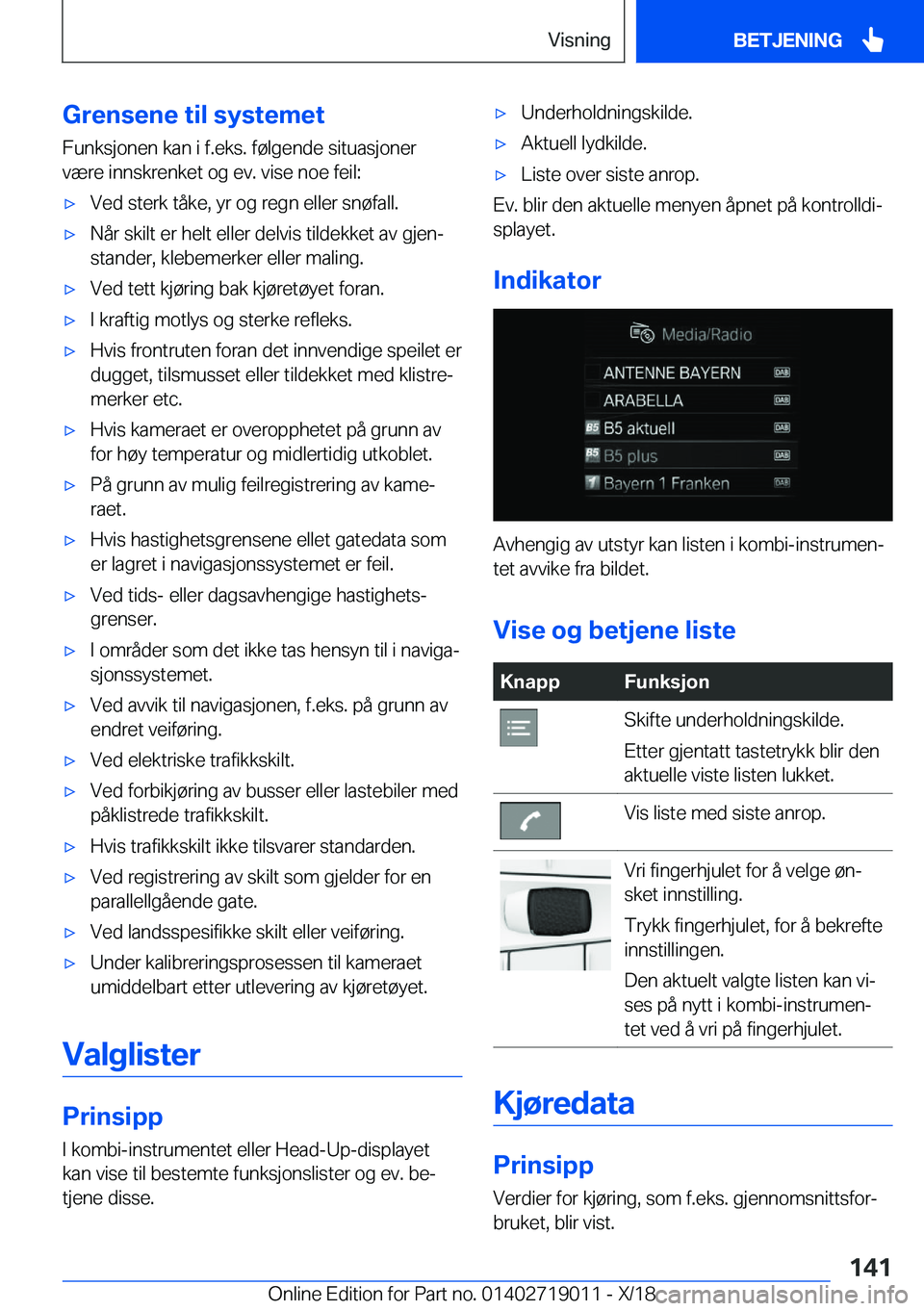 BMW Z4 2019  InstruksjonsbØker (in Norwegian) �G�r�e�n�s�e�n�e��t�i�l��s�y�s�t�e�m�e�t
�F�u�n�k�s�j�o�n�e�n��k�a�n��i��f�.�e�k�s�.��f�