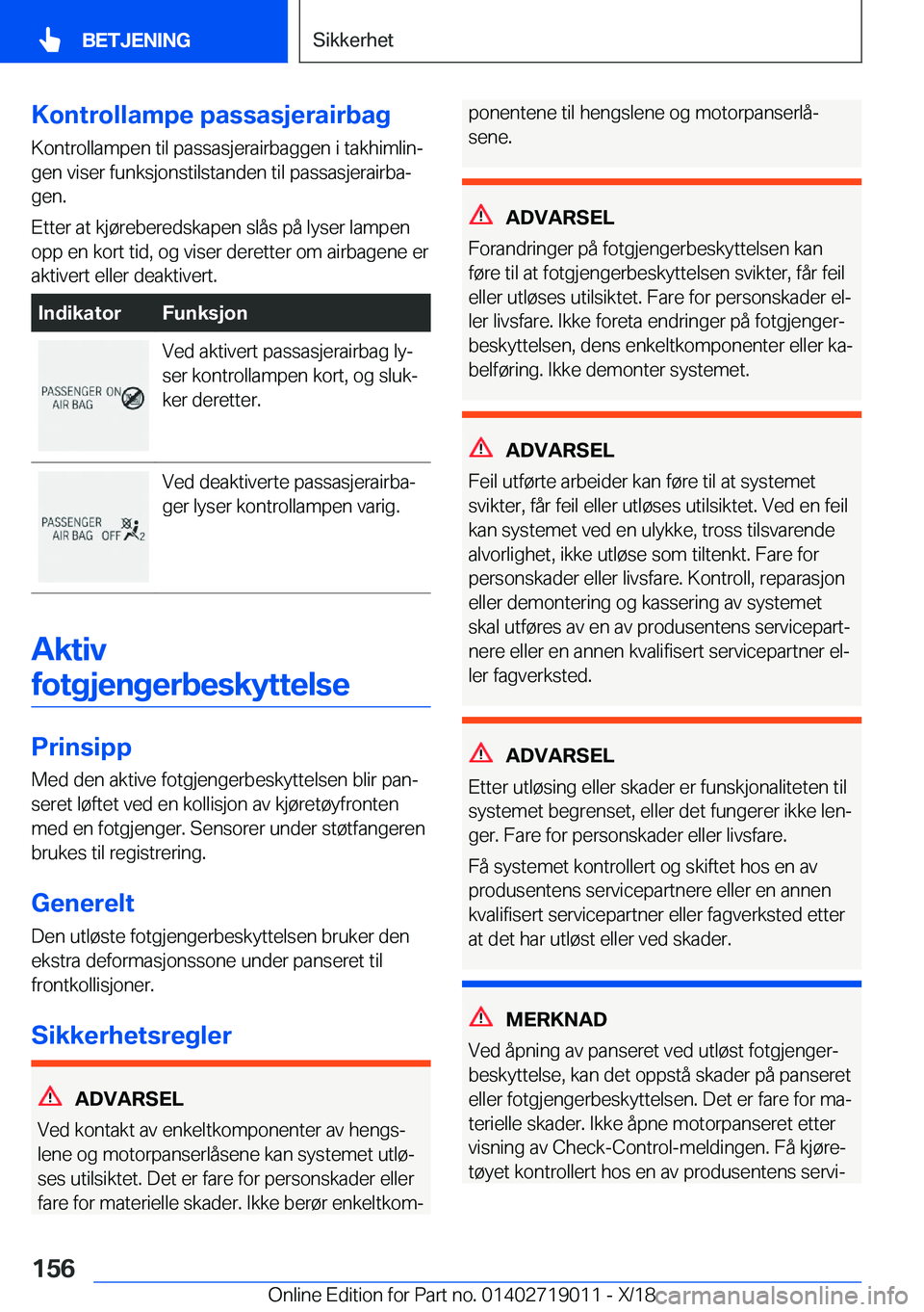 BMW Z4 2019  InstruksjonsbØker (in Norwegian) �K�o�n�t�r�o�l�l�a�m�p�e��p�a�s�s�a�s�j�e�r�a�i�r�b�a�g
�K�o�n�t�r�o�l�l�a�m�p�e�n��t�i�l��p�a�s�s�a�s�j�e�r�a�i�r�b�a�g�g�e�n��i��t�a�k�h�i�m�l�i�nj
�g�e�n��v�i�s�e�r��f�u�n�k�s�j�o�n�s�t�i�l