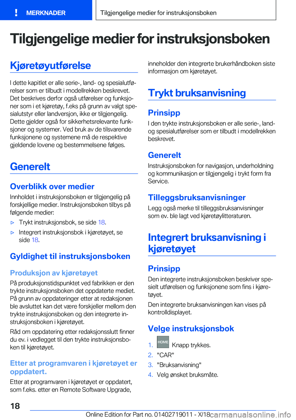 BMW Z4 2019  InstruksjonsbØker (in Norwegian) �T�i�l�g�j�e�n�g�e�l�i�g�e��m�e�d�i�e�r��f�o�r��i�n�s�t�r�u�k�s�j�o�n�s�b�o�k�e�n�K�j�