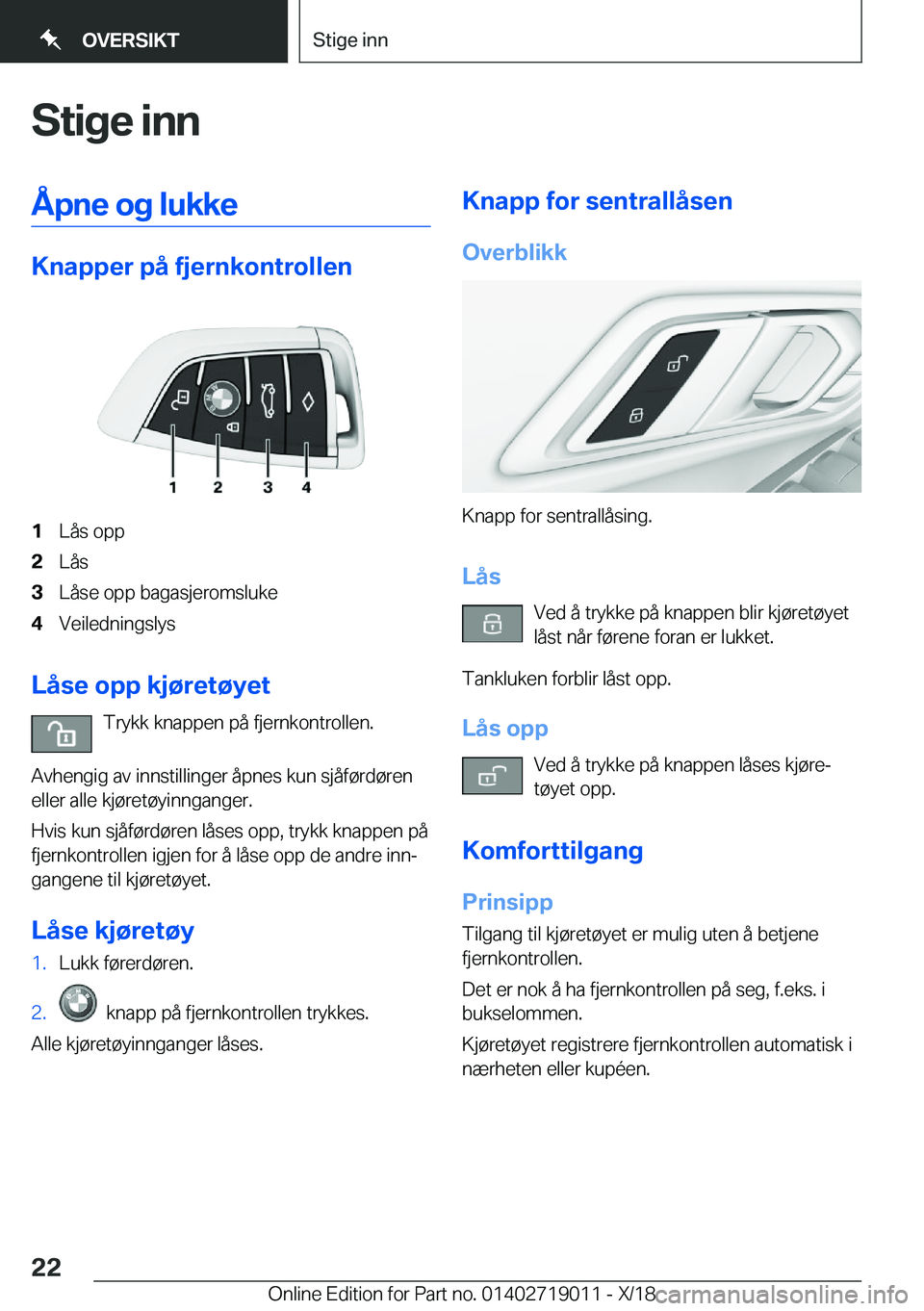 BMW Z4 2019  InstruksjonsbØker (in Norwegian) �S�t�i�g�e��i�n�n�