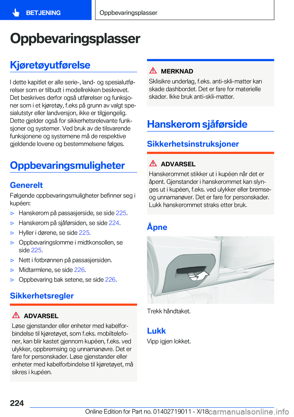 BMW Z4 2019  InstruksjonsbØker (in Norwegian) �O�p�p�b�e�v�a�r�i�n�g�s�p�l�a�s�s�e�r�K�j�