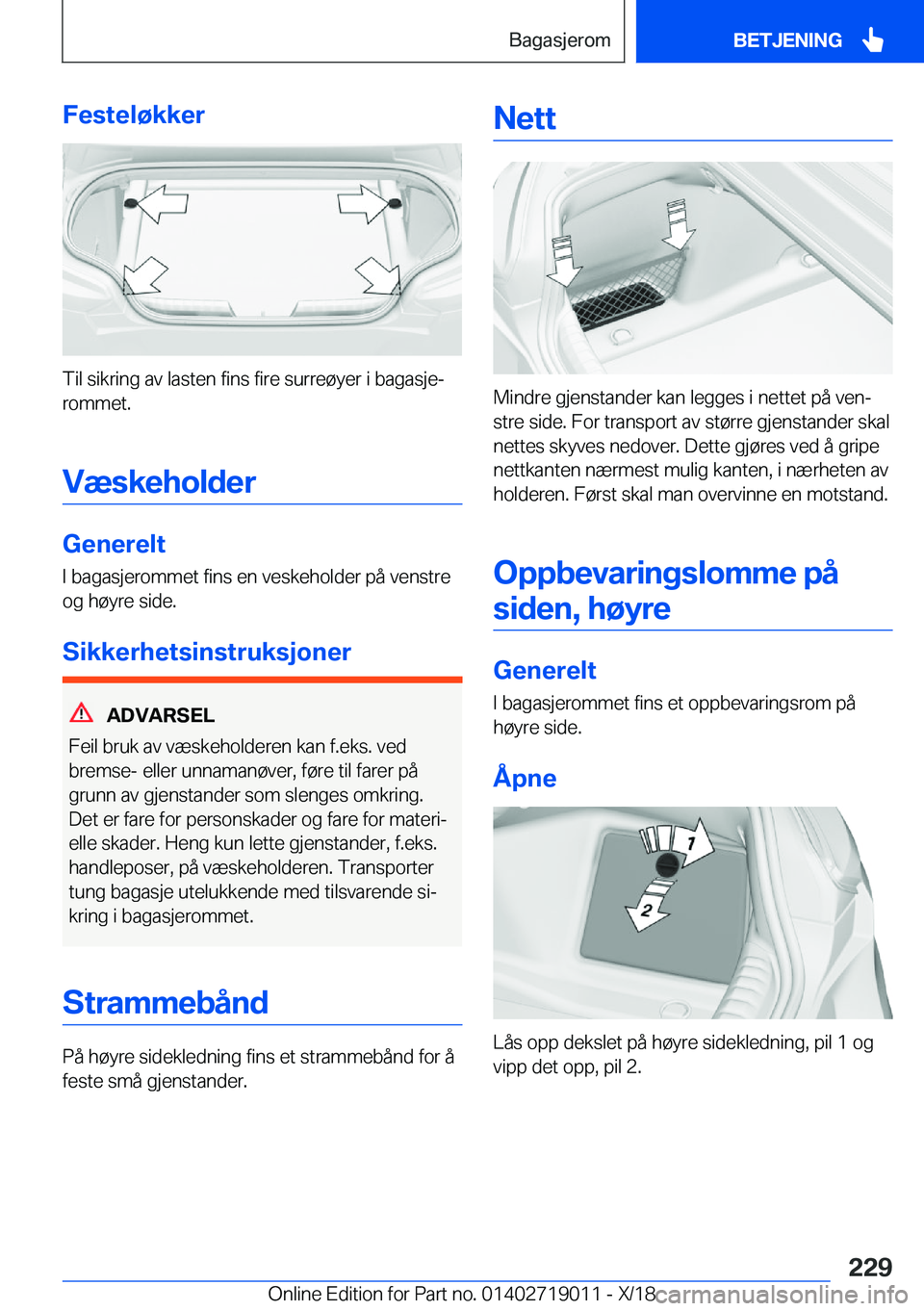 BMW Z4 2019  InstruksjonsbØker (in Norwegian) �F�e�s�t�e�l�