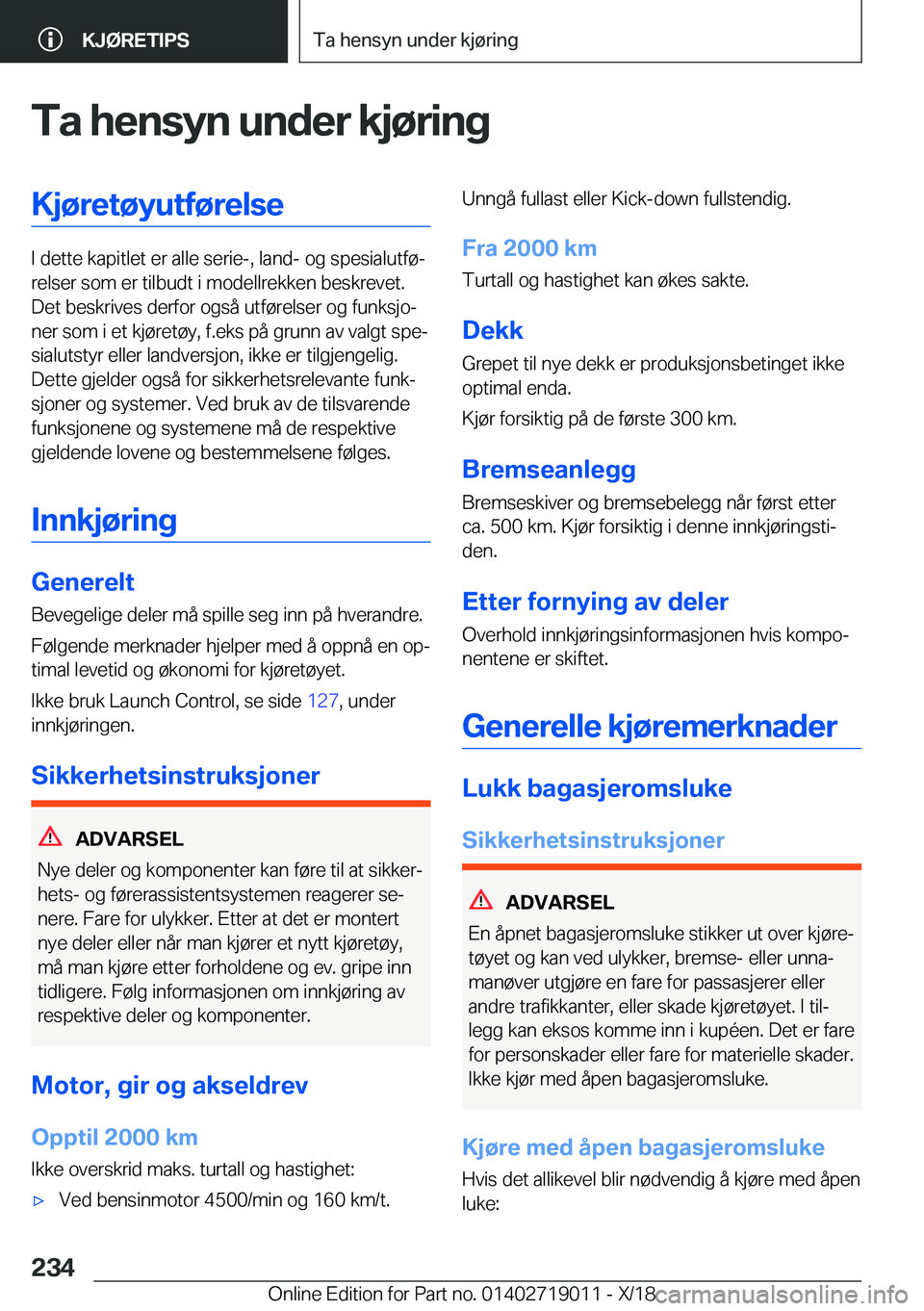 BMW Z4 2019  InstruksjonsbØker (in Norwegian) �T�a��h�e�n�s�y�n��u�n�d�e�r��k�j�