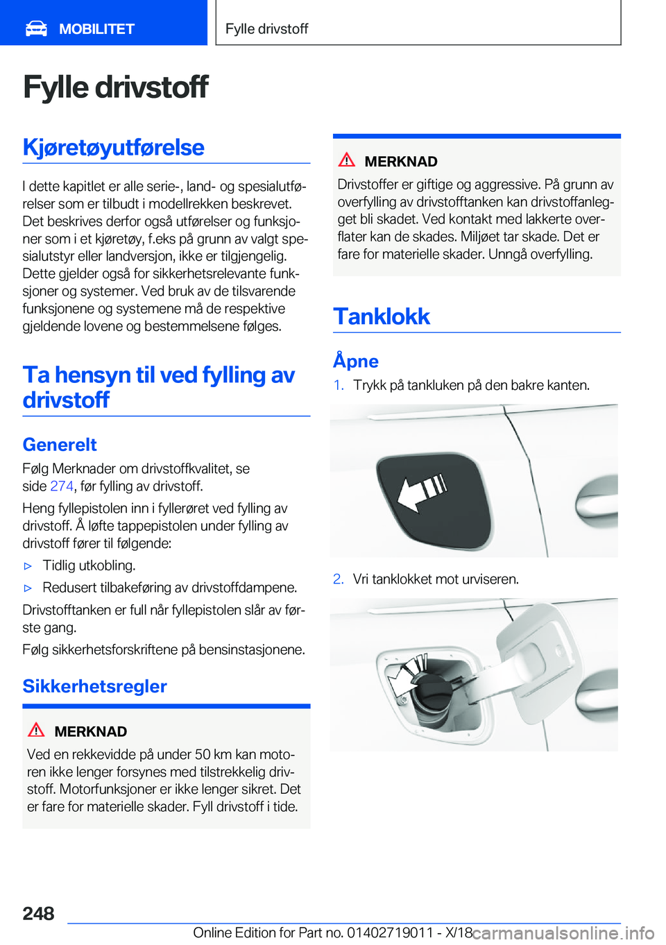 BMW Z4 2019  InstruksjonsbØker (in Norwegian) �F�y�l�l�e��d�r�i�v�s�t�o�f�f�K�j�