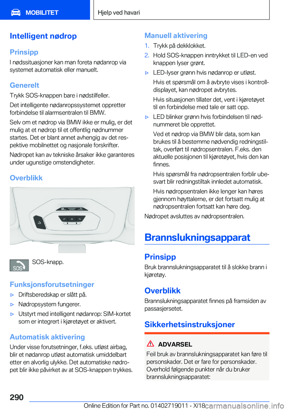 BMW Z4 2019  InstruksjonsbØker (in Norwegian) �I�n�t�e�l�l�i�g�e�n�t��n�