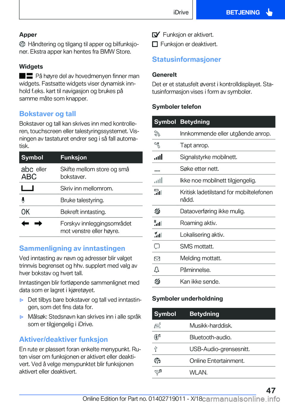 BMW Z4 2019  InstruksjonsbØker (in Norwegian) �A�p�p�e�r
���H�å�n�d�t�e�r�i�n�g��o�g��t�i�l�g�a�n�g��t�i�l��a�p�p�e�r��o�g��b�i�l�f�u�n�k�s�j�oj
�n�e�r�.��E�k�s�t�r�a��a�p�p�e�r��k�a�n��h�e�n�t�e�s��f�r�a��B�M�W��S�t�o�r�e�.
�W�i