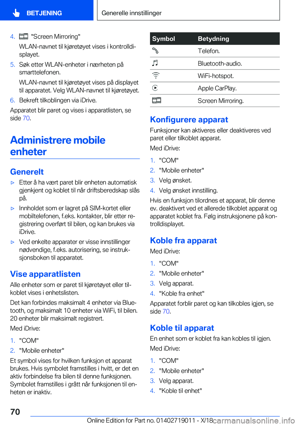 BMW Z4 2019  InstruksjonsbØker (in Norwegian) �4�.����S�c�r�e�e�n��M�i�r�r�o�r�i�n�g�
�W�L�A�N�-�n�a�v�n�e�t��t�i�l��k�j�