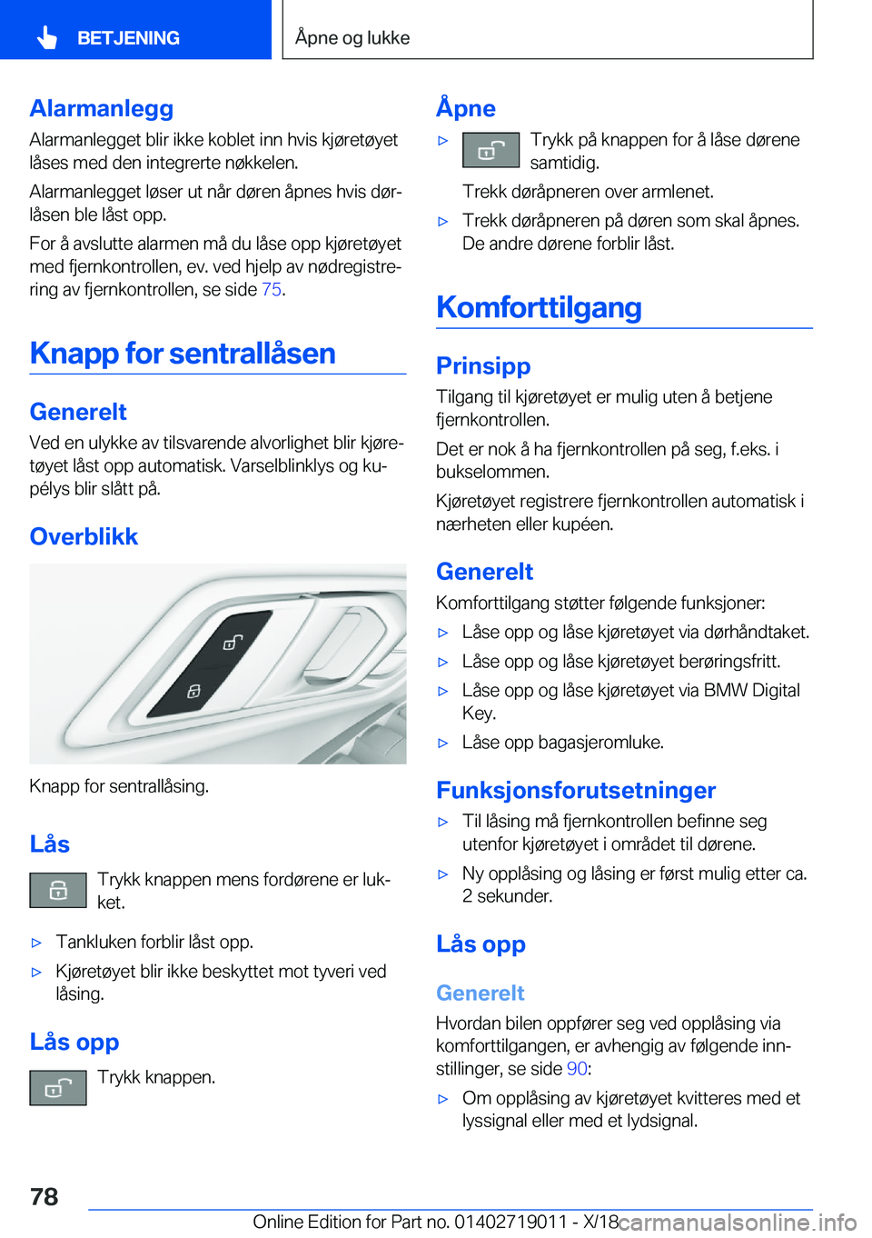 BMW Z4 2019  InstruksjonsbØker (in Norwegian) �A�l�a�r�m�a�n�l�e�g�g�A�l�a�r�m�a�n�l�e�g�g�e�t��b�l�i�r��i�k�k�e��k�o�b�l�e�t��i�n�n��h�v�i�s��k�j�