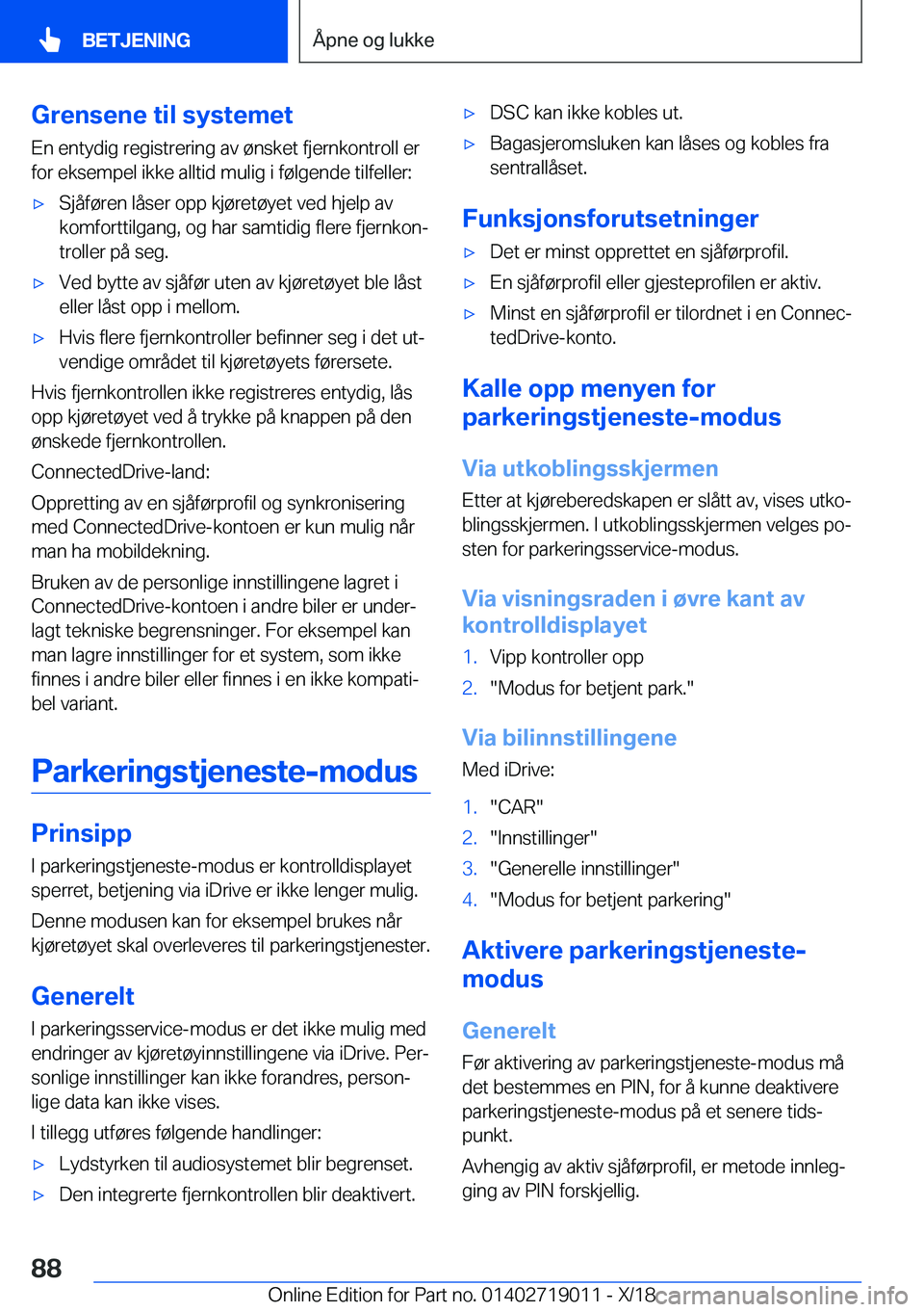 BMW Z4 2019  InstruksjonsbØker (in Norwegian) �G�r�e�n�s�e�n�e��t�i�l��s�y�s�t�e�m�e�t
�E�n��e�n�t�y�d�i�g��r�e�g�i�s�t�r�e�r�i�n�g��a�v��