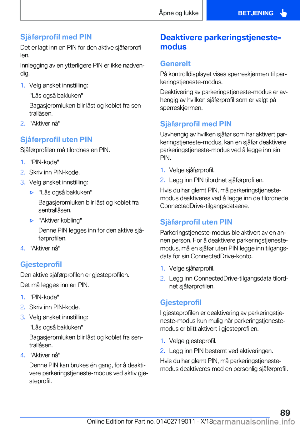 BMW Z4 2019  InstruksjonsbØker (in Norwegian) �S�j�å�f�
