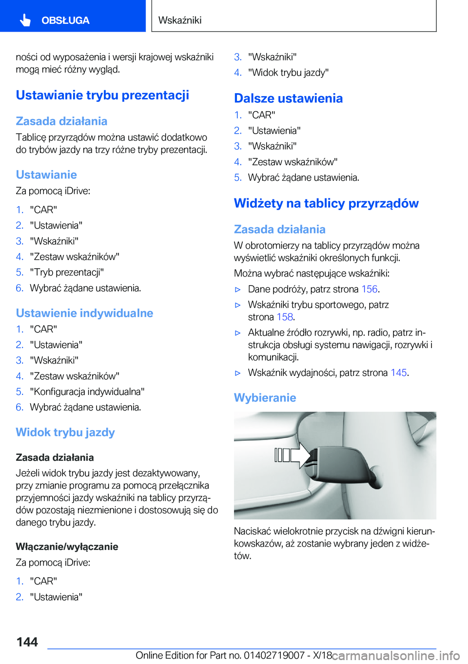 BMW Z4 2019  Instrukcja obsługi (in Polish) �n�o�c�i��o�d��w�y�p�o�s�a9�e�n�i�a��i��w�e�r�s�j�i��k�r�a�j�o�w�e�j��w�s�k�a7�n�i�k�i
�m�o�g�