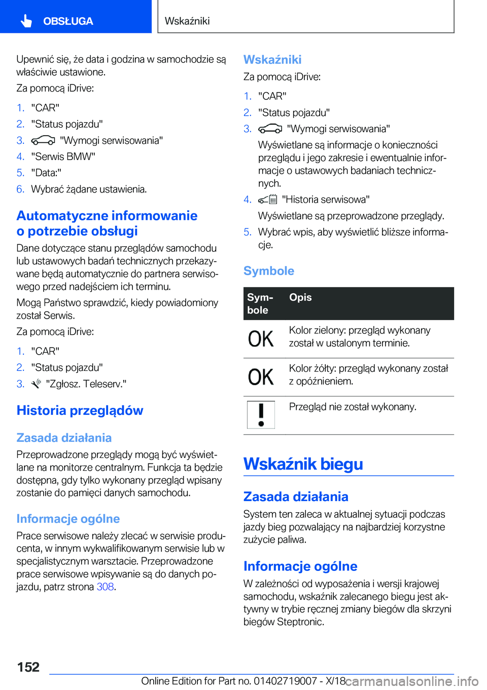 BMW Z4 2019  Instrukcja obsługi (in Polish) �U�p�e�w�n�i�