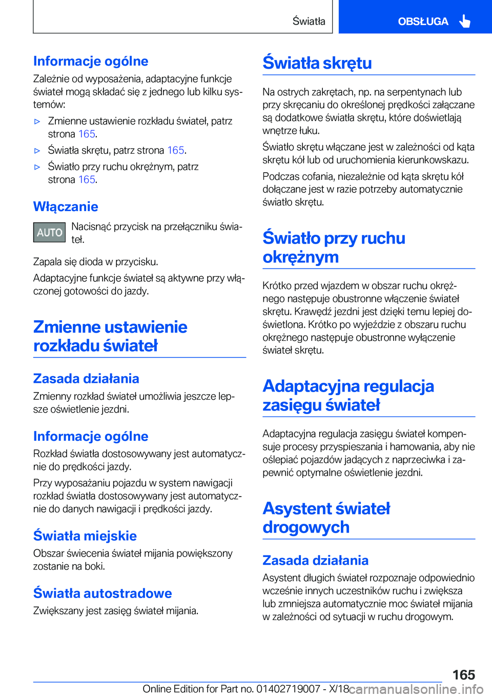 BMW Z4 2019  Instrukcja obsługi (in Polish) �I�n�f�o�r�m�a�c�j�e��o�g�