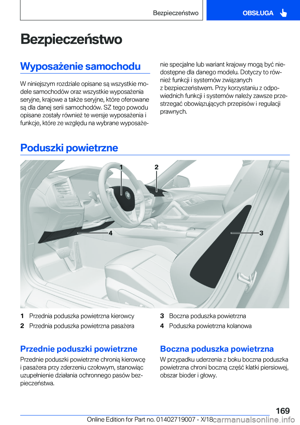BMW Z4 2019  Instrukcja obsługi (in Polish) �B�e�z�p�i�e�c�z�e�