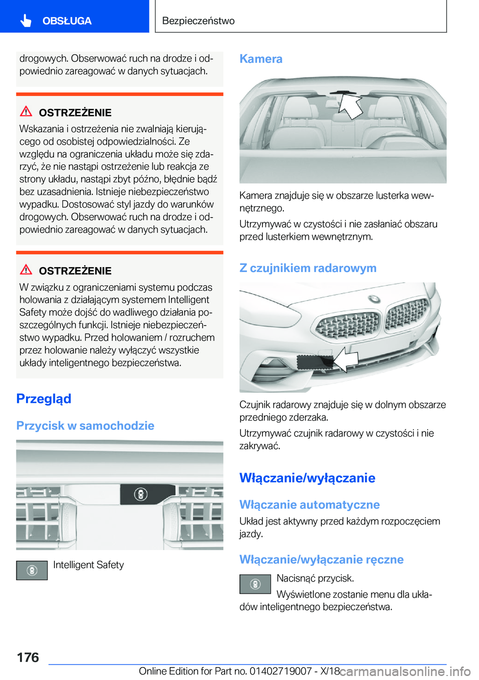 BMW Z4 2019  Instrukcja obsługi (in Polish) �d�r�o�g�o�w�y�c�h�.��O�b�s�e�r�w�o�w�a�