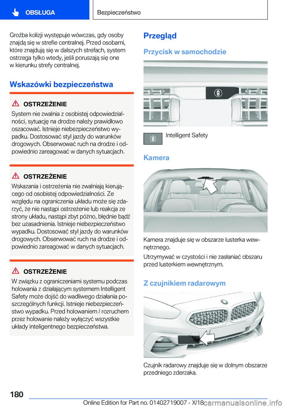 BMW Z4 2019  Instrukcja obsługi (in Polish) �G�r�o7�b�a��k�o�l�i�z�j�i��w�y�s�t�