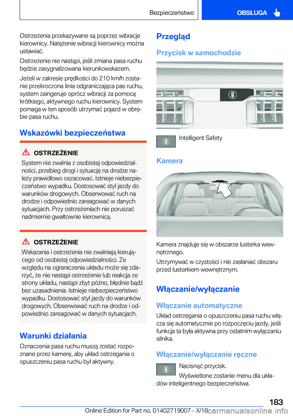 BMW Z4 2019  Instrukcja obsługi (in Polish) �O�s�t�r�z�e9�e�n�i�a��p�r�z�e�k�a�z�y�w�a�n�e��s�