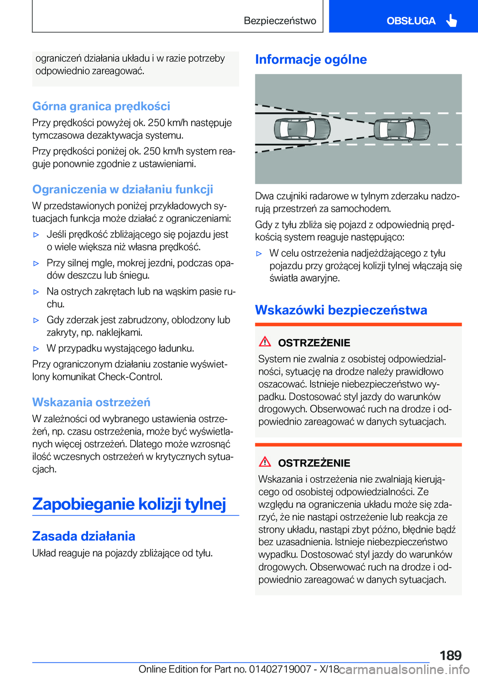 BMW Z4 2019  Instrukcja obsługi (in Polish) �o�g�r�a�n�i�c�z�e�