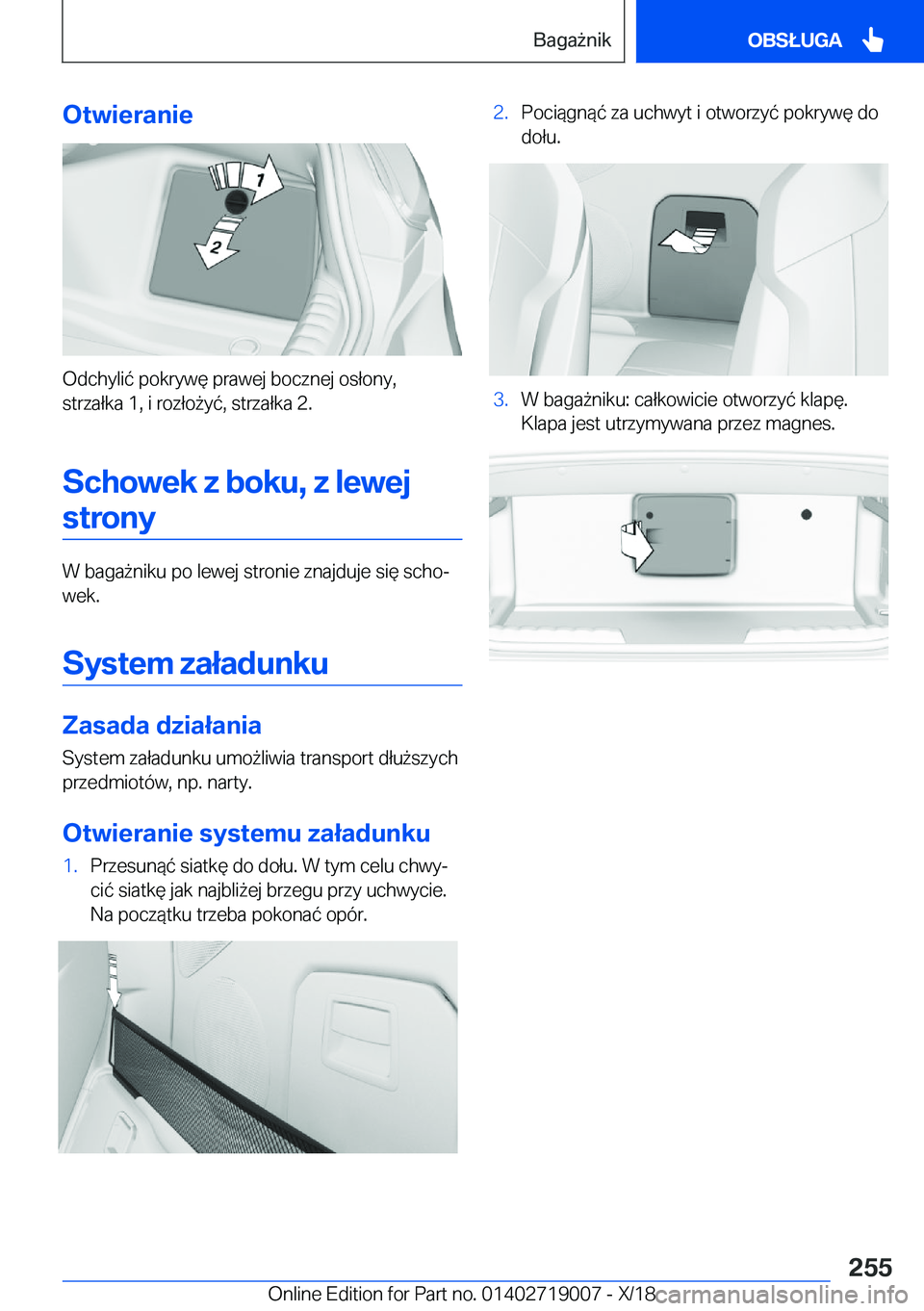 BMW Z4 2019  Instrukcja obsługi (in Polish) �O�t�w�i�e�r�a�n�i�e
�O�d�c�h�y�l�i�