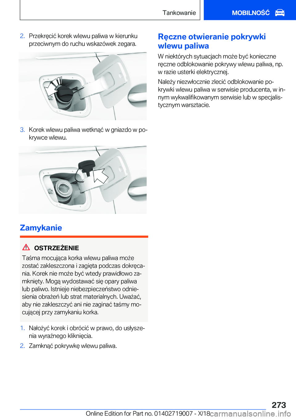 BMW Z4 2019  Instrukcja obsługi (in Polish) �2�.�P�r�z�e�k�r�