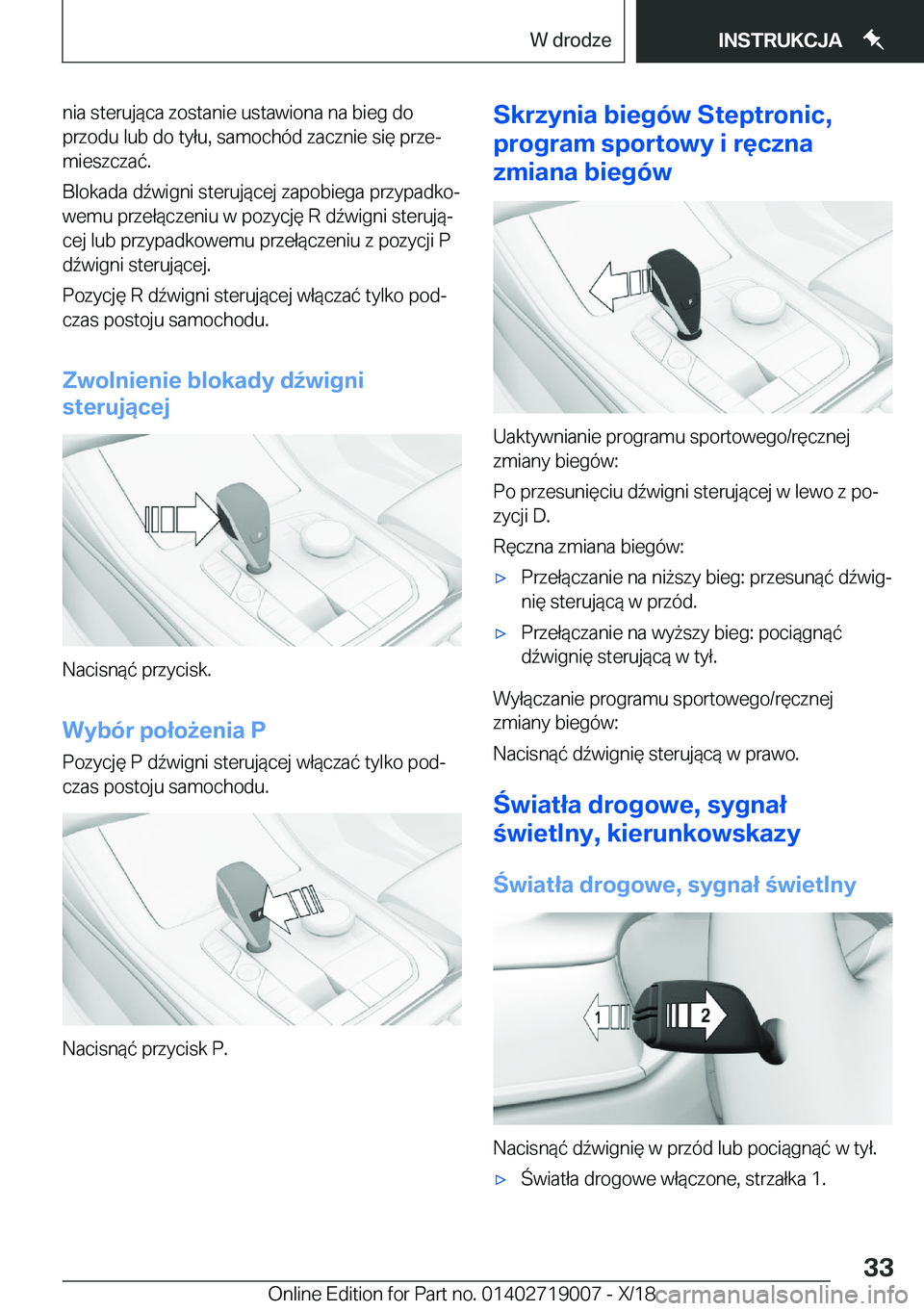 BMW Z4 2019  Instrukcja obsługi (in Polish) �n�i�a��s�t�e�r�u�j�