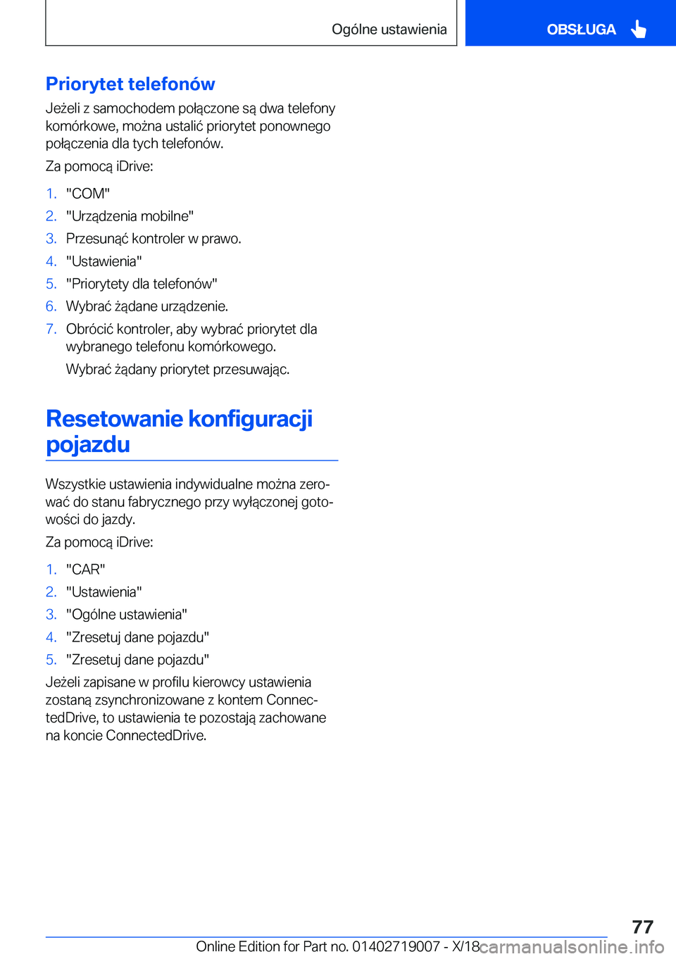 BMW Z4 2019  Instrukcja obsługi (in Polish) �P�r�i�o�r�y�t�e�t��t�e�l�e�f�o�n�