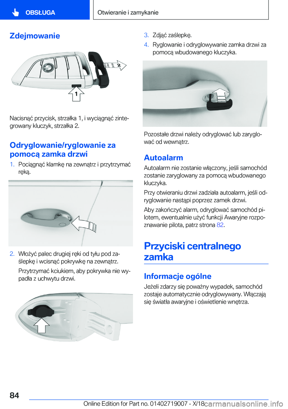 BMW Z4 2019  Instrukcja obsługi (in Polish) �Z�d�e�j�m�o�w�a�n�i�e
�N�a�c�i�s�n�