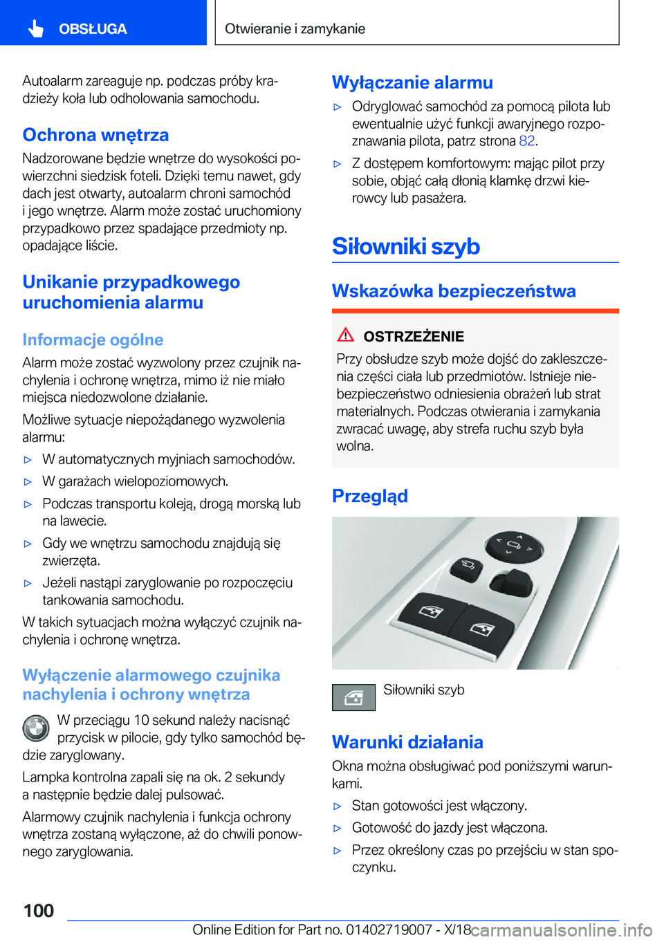 BMW Z4 2019  Instrukcja obsługi (in Polish) �A�u�t�o�a�l�a�r�m��z�a�r�e�a�g�u�j�e��n�p�.��p�o�d�c�z�a�s��p�r�