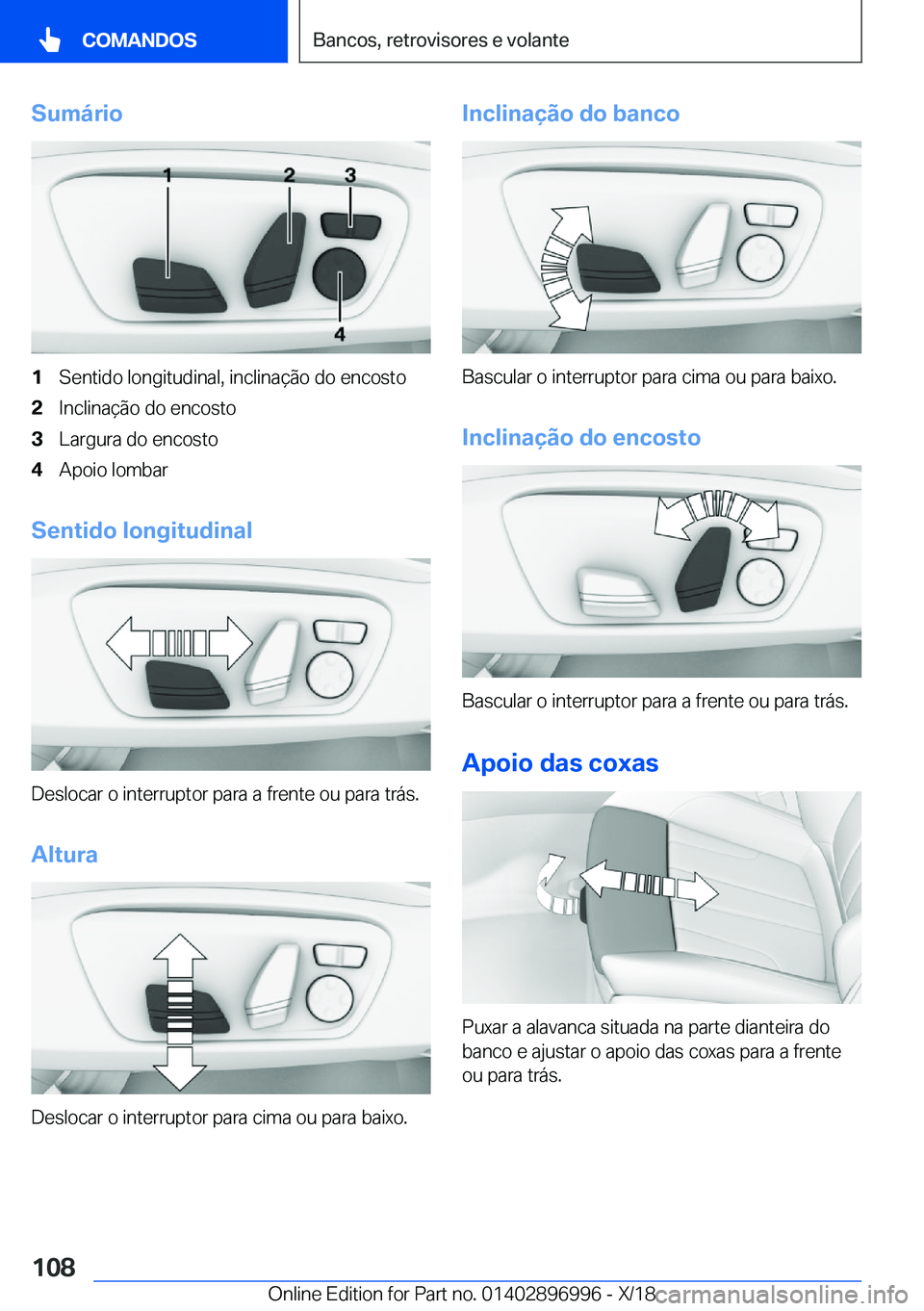BMW Z4 2019  Manual do condutor (in Portuguese) �S�u�m�á�r�i�o�1�S�e�n�t�i�d�o��l�o�n�g�i�t�u�d�i�n�a�l�,��i�n�c�l�i�n�a�