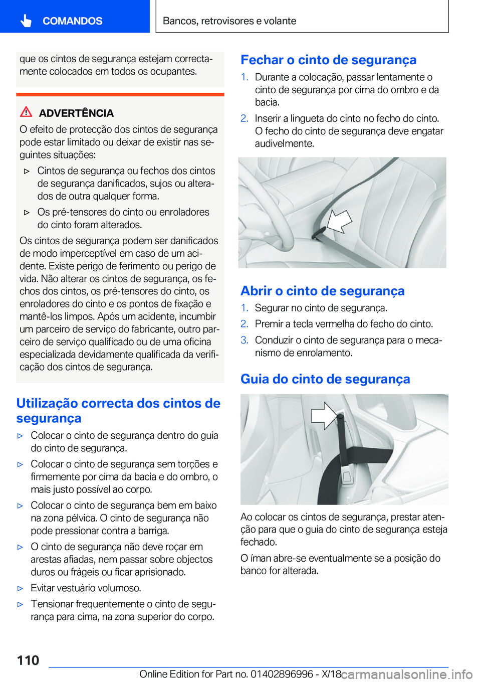 BMW Z4 2019  Manual do condutor (in Portuguese) �q�u�e��o�s��c�i�n�t�o�s��d�e��s�e�g�u�r�a�n�