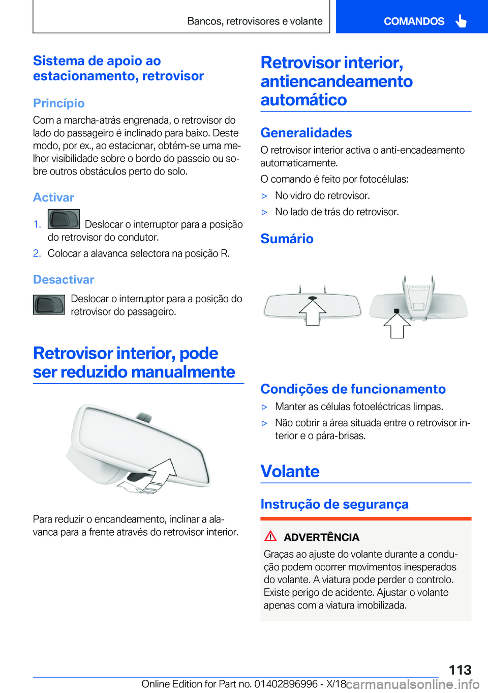 BMW Z4 2019  Manual do condutor (in Portuguese) �S�i�s�t�e�m�a��d�e��a�p�o�i�o��a�o
�e�s�t�a�c�i�o�n�a�m�e�n�t�o�,��r�e�t�r�o�v�i�s�o�r
�P�r�i�n�c�