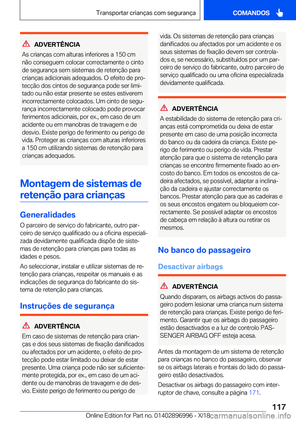 BMW Z4 2019  Manual do condutor (in Portuguese) �A�D�V�E�R�T�