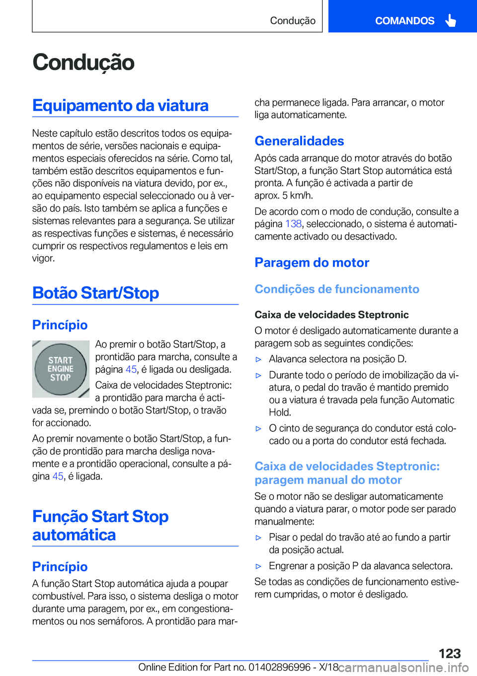 BMW Z4 2019  Manual do condutor (in Portuguese) �C�o�n�d�u�