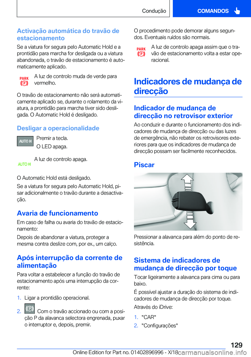 BMW Z4 2019  Manual do condutor (in Portuguese) �A�c�t�i�v�a�